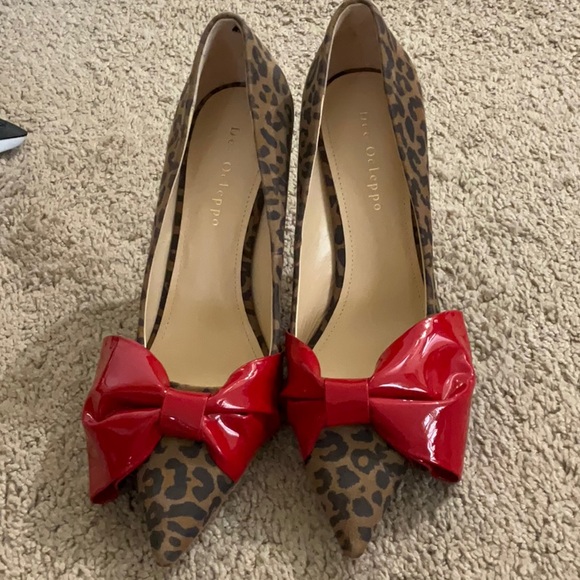 Red and Brown Leopard Print Stiletto Heels - Picture 3 of 7